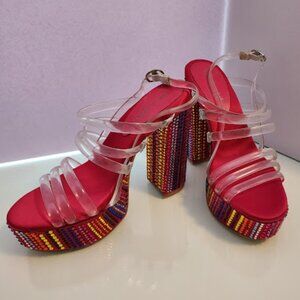 Jeffrey Campbell Rhinestone Platform Heeled Sandal